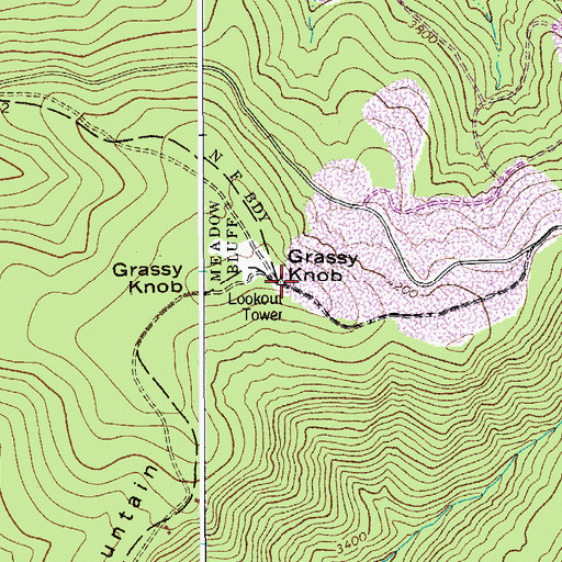 Topographic Map of Grassy Knob Lookout Tower, WV