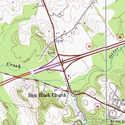 Topographic Map of Interchange 156, WV