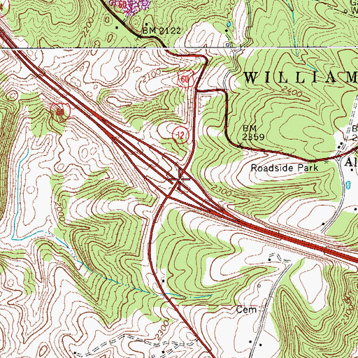 Topographic Map of Interchange 161, WV