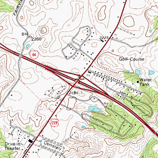Topographic Map of Interchange 169, WV