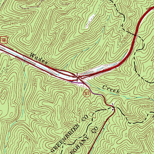 Topographic Map of Interchange 183, WV