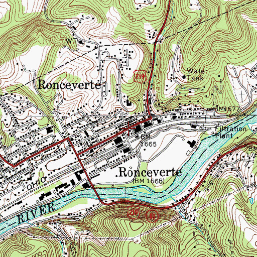 Topographic Map of Ronceverte Christian Church, WV