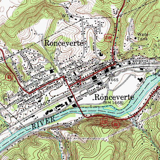 Topographic Map of Ronceverte Church of the Nazarene, WV