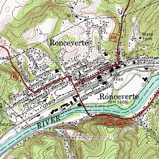 Topographic Map of Ronceverte Presbyterian Church, WV
