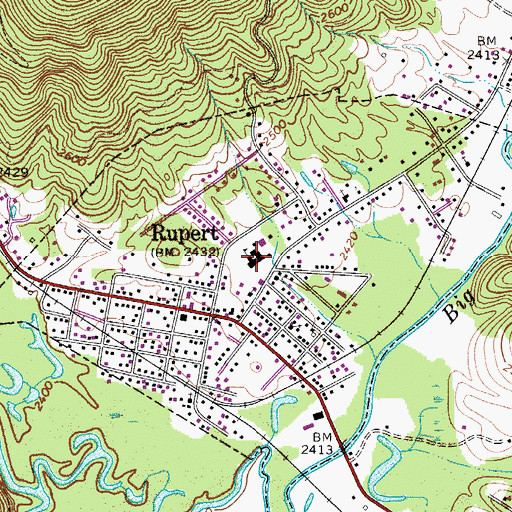 Topographic Map of Rupert Elementary-Junior High School (historical), WV