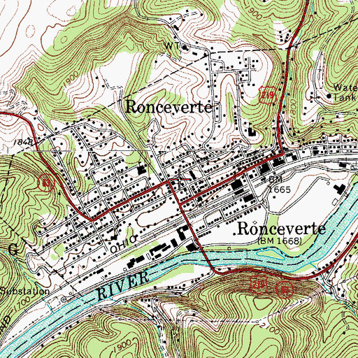 Topographic Map of Trinity United Methodist Church, WV