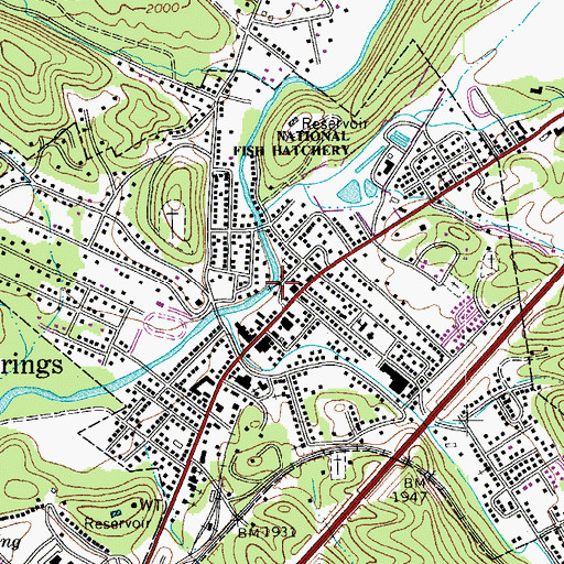 Topographic Map of White Sulphur Baptist Church, WV