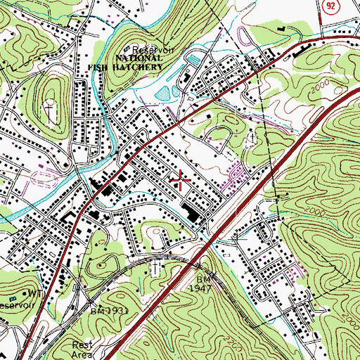 Topographic Map of White Sulphur Springs Elementary School, WV