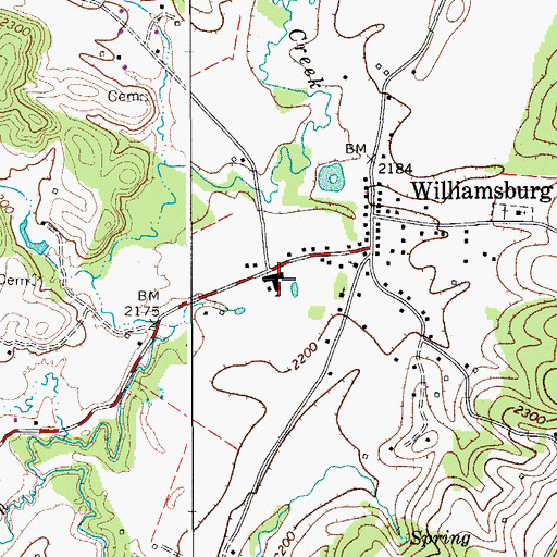 Topographic Map of Williamsburg Elementary School (historical), WV