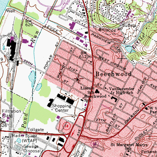 Topographic Map of Beechwood Presbyterian Church, WV