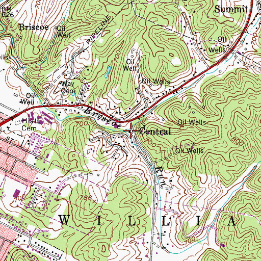 Topographic Map of Briscoe Run Baptist Church, WV