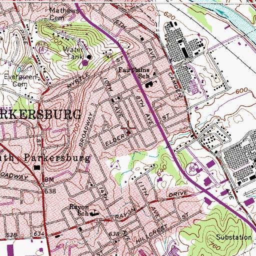 Topographic Map of Broadway Baptist Church, WV