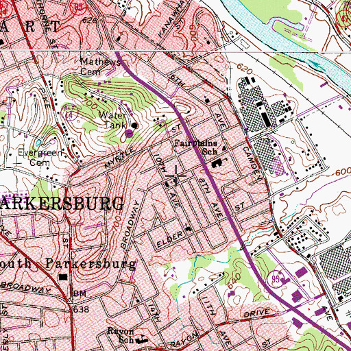 Topographic Map of Broadway Church of the Nazarene, WV
