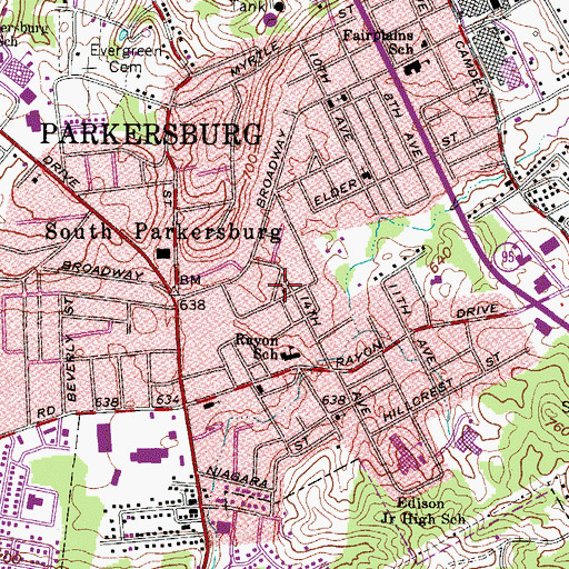 Topographic Map of Broadway Gospel Mission, WV