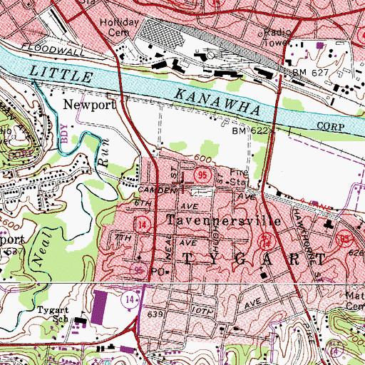 Topographic Map of Camden Avenue Church of God, WV
