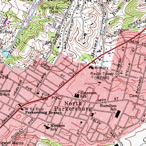 Topographic Map of Emerson Plaza Shopping Center, WV