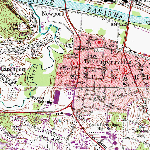 Topographic Map of Evangelical Methodist Tabernacle, WV