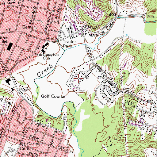 Topographic Map of Fairway Acres, WV