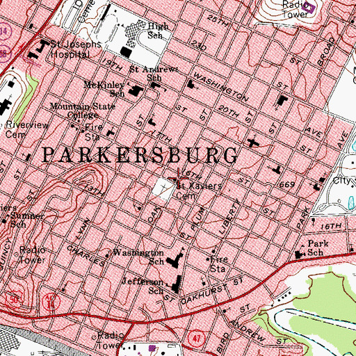Topographic Map of First Assembly of God Church, WV