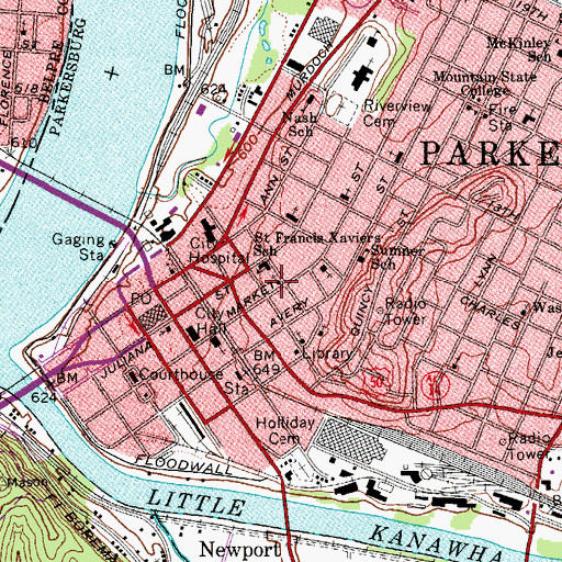 Topographic Map of First Baptist Church, WV