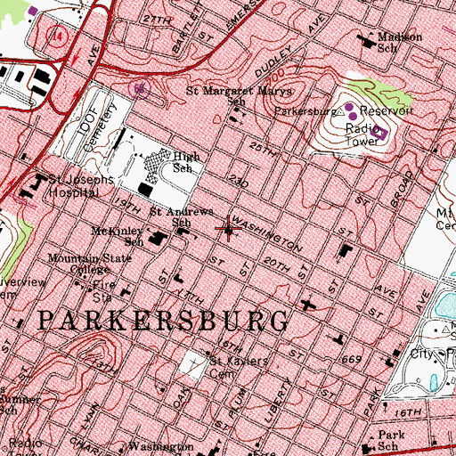 Topographic Map of First Christian Church, WV