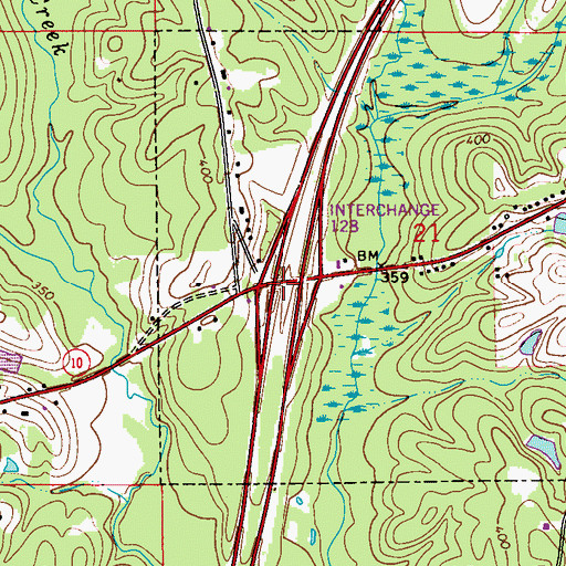 Topographic Map of Exit 128, AL