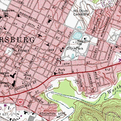 Topographic Map of First Church of Christ Scientist, WV