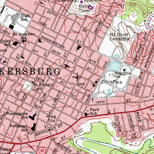 Topographic Map of First Church of the Nazarene, WV