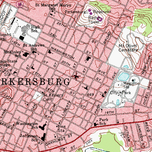 Topographic Map of First Lutheran Church, WV