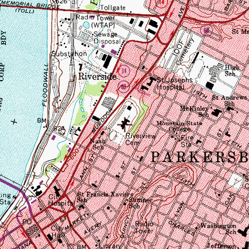 Topographic Map of First Presbyterian Church, WV