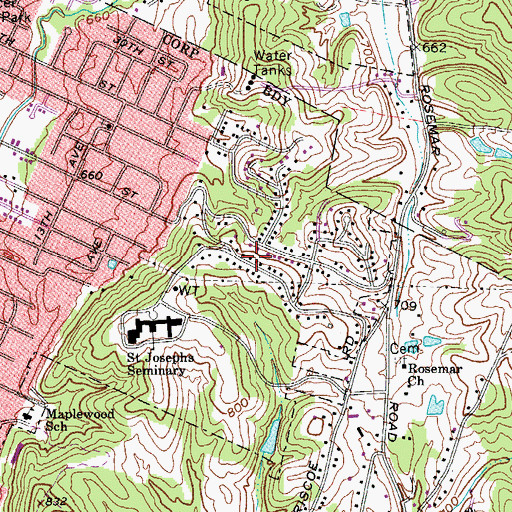 Topographic Map of Forest Hills, WV