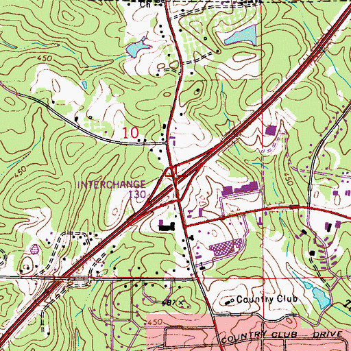 Topographic Map of Exit 130, AL