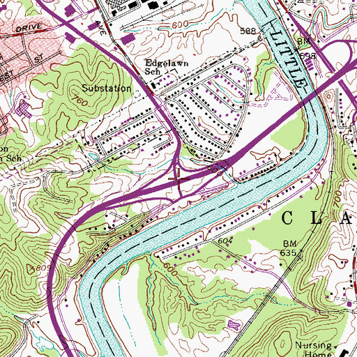 Topographic Map of Interchange 173, WV