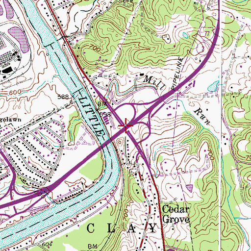 Topographic Map of Interchange 174, WV