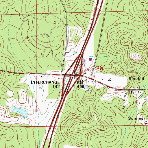 Topographic Map of Interchange 142, AL