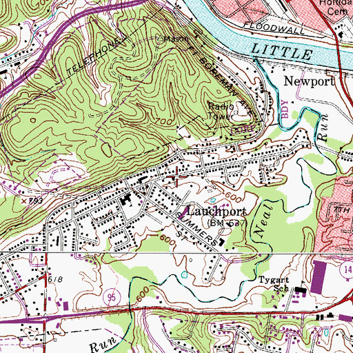 Topographic Map of Launchport United Methodist Church, WV