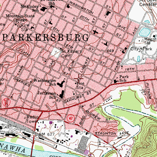Topographic Map of Liberty Street Church of God, WV
