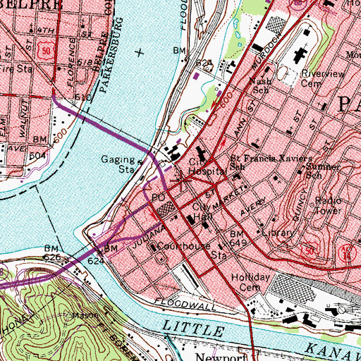 Topographic Map of Logan Memorial United Methodist Church, WV