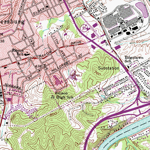 Topographic Map of Martin Elementary School, WV