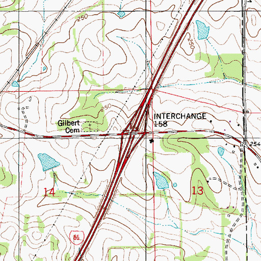 Topographic Map of Interchange 158, AL
