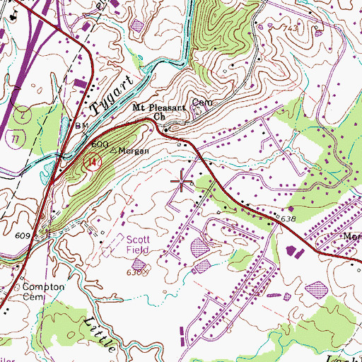 Topographic Map of Oakbrook, WV