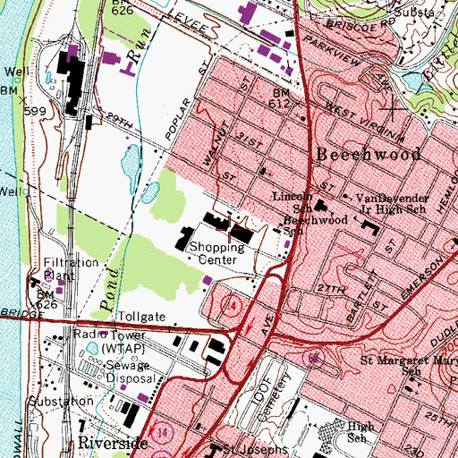 Topographic Map of Park Shopping Center, WV