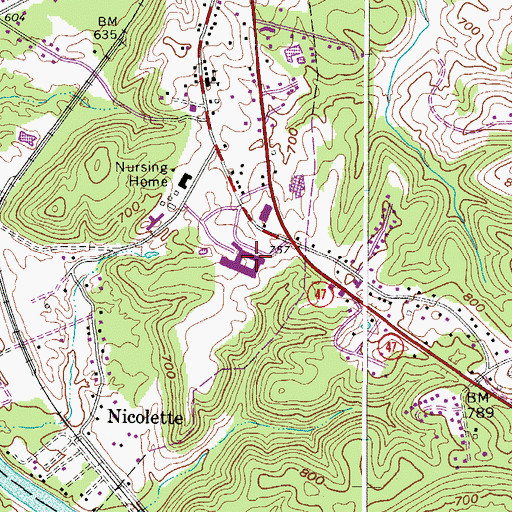 Topographic Map of West Virginia University at Parkersburg, WV