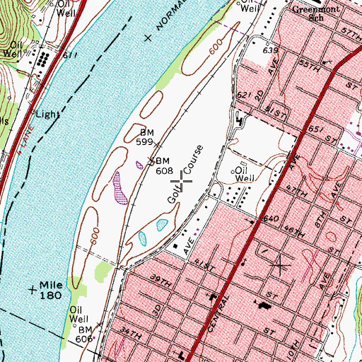 Topographic Map of Parkersburg Country Club, WV