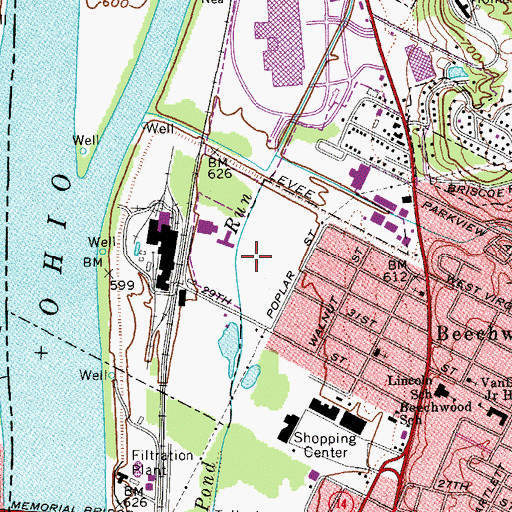 Topographic Map of Parkersburg Industrial Park, WV