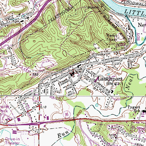 Topographic Map of Roosevelt Elementary School (historical), WV