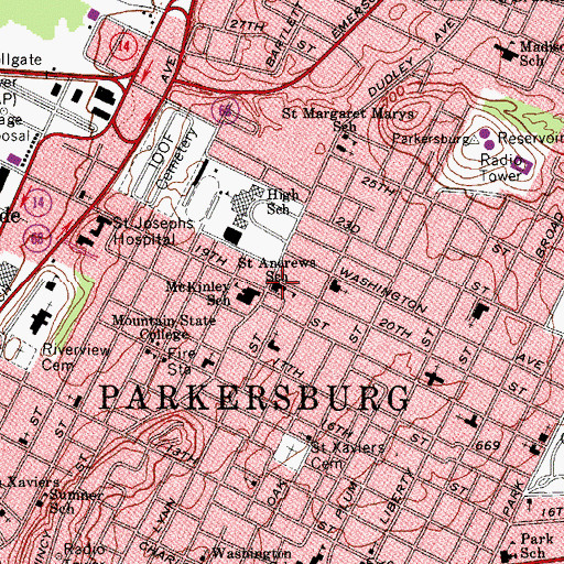 Topographic Map of Saint Andrews United Methodist Church, WV
