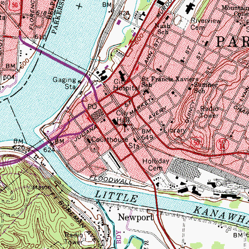 Topographic Map of Saint Francis Xavier Roman Catholic Church, WV