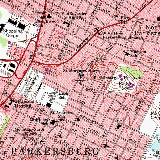 Topographic Map of Saint Margaret Mary Roman Catholic Church, WV