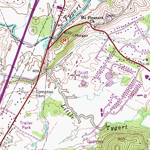 Topographic Map of Scott Field, WV